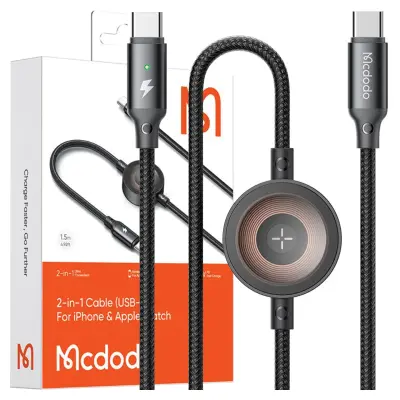 MCDODO INDUKCIJSKI POLNILEC ZA JABOLČNO URO 2V1 KABEL ZA IPHONE MACBOOK 60W