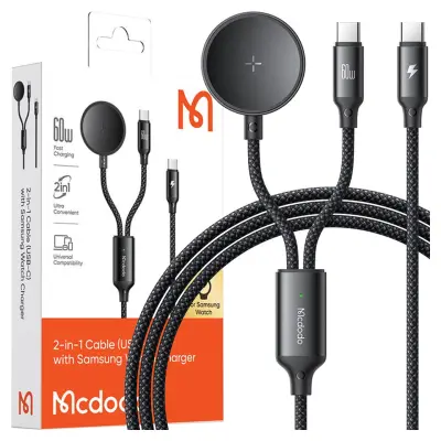 MCDODO INDUKCIJSKI POLNILEC ZA SAMSUNG GALAXY WATCH 2V1 USB-C LAPTOP KABEL