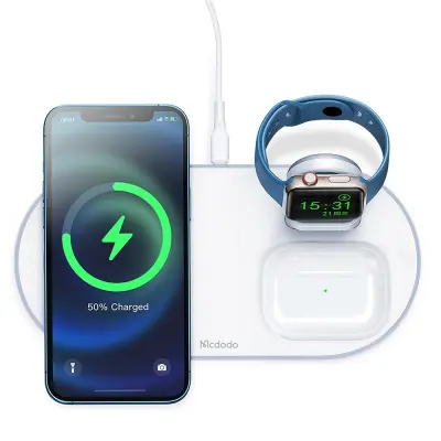 MCDODO DOCKING STATION INDUKCIJSKI POLNILEC 3V1 ZA IPHONE AIRPODS WATCH 15W