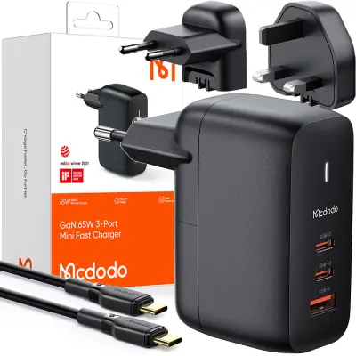MCDODO HITRI POLNILEC NAPAJALNIK CUBE 3X USB-C PD USB-A GAN 65W