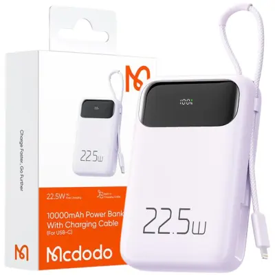 MCDODO POWERBANK 10000MAH Z ZASLONOM USB USB-C 22,5W + KABEL LIGHTNING