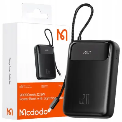 MCDODO POWERBANK 20000MAH Z ZASLONOM USB USB-C 22,5W + KABEL LIGHTNING