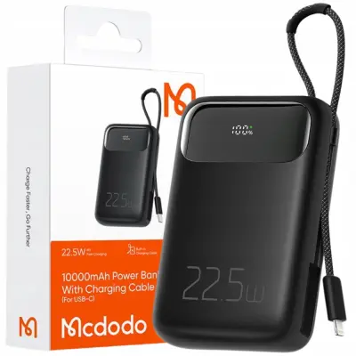 MCDODO POWERBANK 10000MAH Z ZASLONOM USB USB-C 22,5W + KABEL LIGHTNING