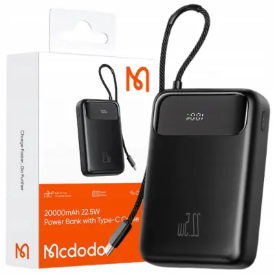 MCDODO POWERBANK 20000MAH Z ZASLONOM 3X USB USB-C 22,5W + USB-C KABEL