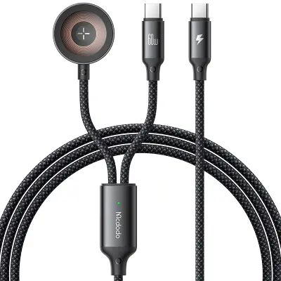 MCDODO INDUKCIJSKI POLNILEC ZA JABOLČNO URO 2V1 KABEL ZA IPHONE MACBOOK 60W