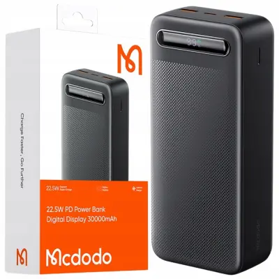 MCDODO POWERBANK 30000MAH Z ZASLONOM 3X USB USB-C 22,5W + USB-C KABEL