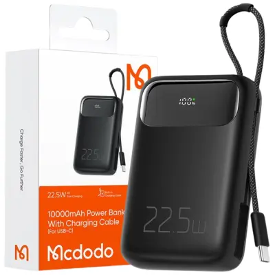 MCDODO POWERBANK 10000MAH Z ZASLONOM 3X USB USB-C 22,5W + USB-C KABEL