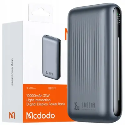 MCDODO POWERBANK 10000MAH Z ZASLONOM 2X USB USB-C 33W + USB-C PD KABEL