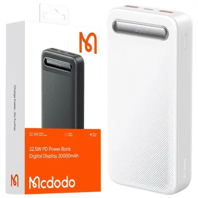 MCDODO POWERBANK 20000MAH Z ZASLONOM 3X USB USB-C 22,5W + USB-C KABEL