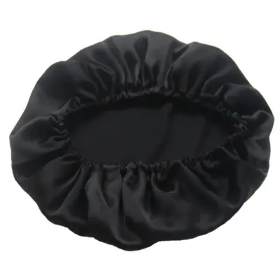 Svilena spalna kapa za dolge lase - Zračna svilena kapa za lase Black