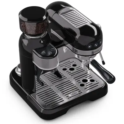 Klarstein Bella Café retro espresso aparat za kavo z mlinčkom (črna)