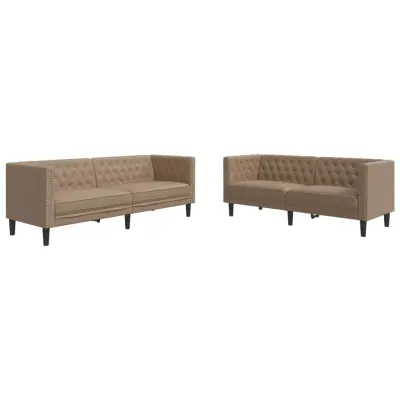 vidaXL vidaXL Komplet Chesterfield kavčev 2-delna kapučino um. usnje