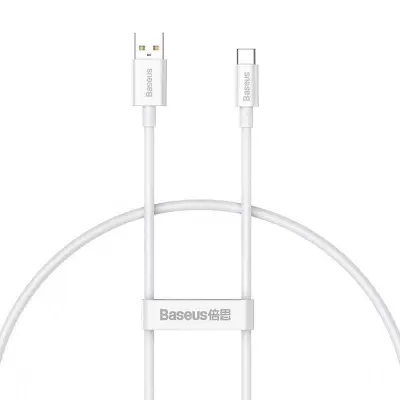 Baseus, USB-A / USB-C 100W 480 Mbps podatkovni in polnilni kabel 0,25 metra, Bela
