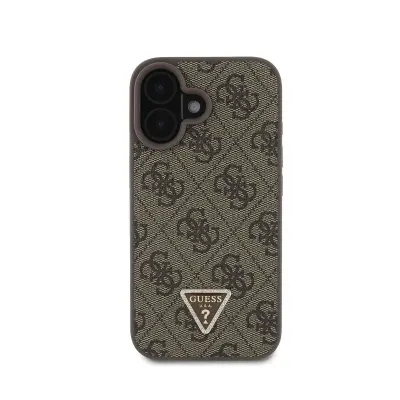 Guess, Ohišje za Apple iPhone 16 Edition 4G Strass Triangle Metallic, Rjava