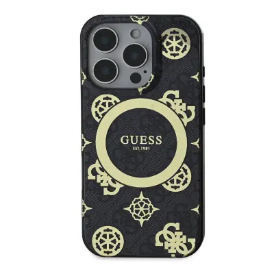 Guess, Hrbtni ovitek za iPhone 16 Pro z vzorcem Peony 4G MagSafe, Bela