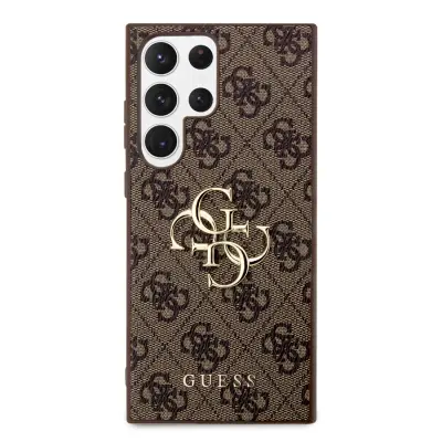 Guess, Hrbtni pokrov za Samsung Galaxy S24 Ultra z vzorcem 4G Elegant, Rjava