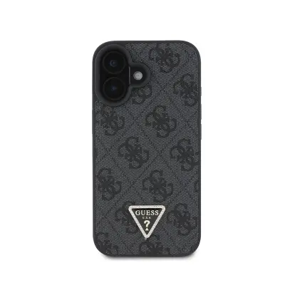Guess, Ohišje za Apple iPhone 16 4G Edition Strass Triangle Metallic, ?rna