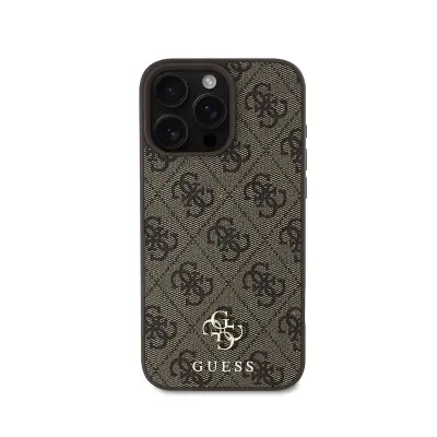 Guess, Ohišje za iPhone 16 Pro združljivo z MagSafe Edition 4G Small s kovinskim logotipom, Rjava