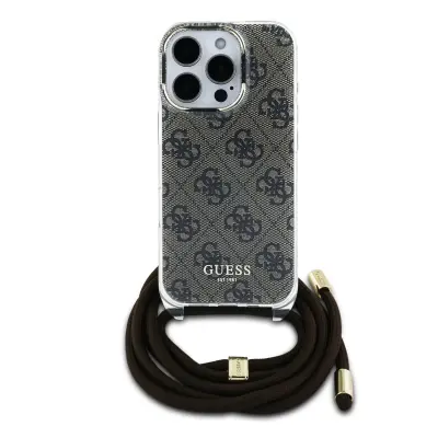 Guess, Hrbtni ovitek za iPhone 16 Pro Max s potiskanim naramnim trakom IML 4G, Rjava