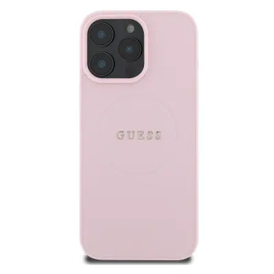 Guess, Hrbtni ovitek za iPhone 16 Pro z zrnato teksturo MagSafe, Roza