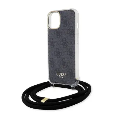Guess, Zadnji ovitek za iPhone 15 s potiskanim naramnim trakom IML 4G, ?rna