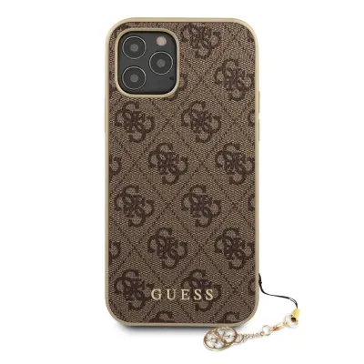 Guess, Zaš?itni ovitek za iPhone 12/12 Pro z vzorcem 4G, Rjava