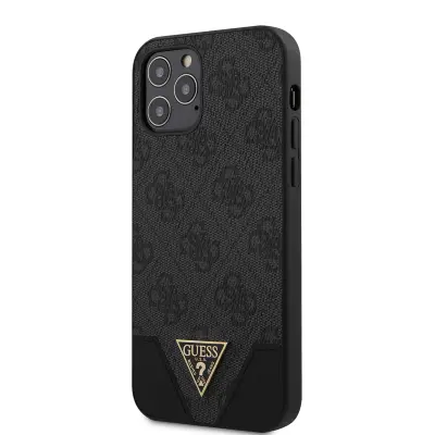 Guess, Ohišje za iPhone 12 / 12 Pro Motif 4G s trikotnim logotipom, Siva