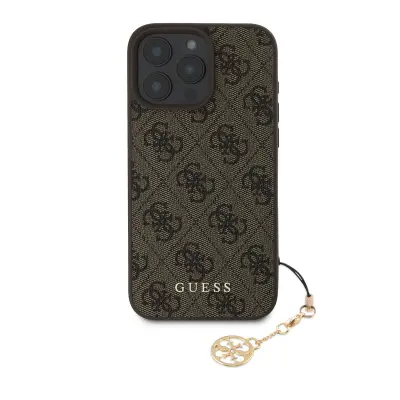 Guess, Hrbtni ovitek za iPhone 16 Pro Max s potiskom 4G, Rjava