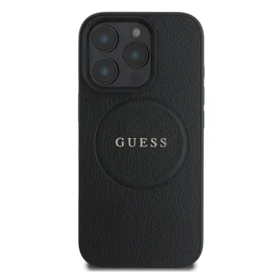 Guess, Hrbtni ovitek za iPhone 16 Pro z Grainy Tekstura MagSafe, ?rna