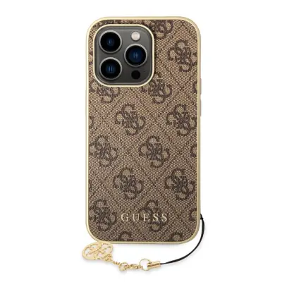 Guess, Zaš?itno ohišje za iPhone 14 Pro z vzorcem 4G, Rjava
