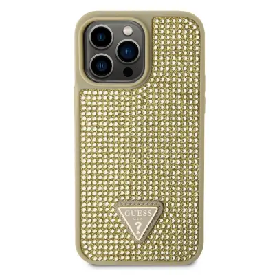 Guess, Zadnji ovitek za iPhone 14 Pro Max okrašen z majhnimi kamni, Zlata
