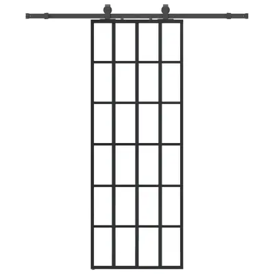 vidaXL Drsna vrata z opremo črna 76x205 cm ESG steklo