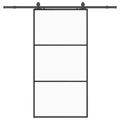 vidaXL Drsna vrata z opremo črna 102x205 cm ESG steklo