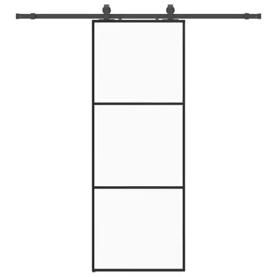 vidaXL Drsna vrata z opremo črna 76x205 cm ESG steklo