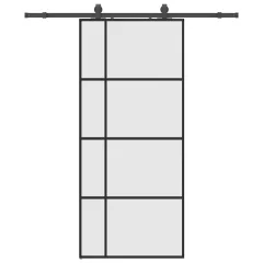 vidaXL Drsna vrata z opremo črna 90x205 cm ESG steklo