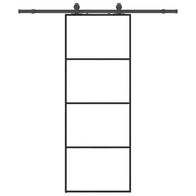 vidaXL Drsna vrata z opremo črna 76x205 cm ESG steklo