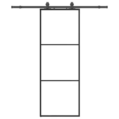vidaXL Drsna vrata z opremo črna 76x205 cm ESG steklo