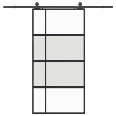 vidaXL Drsna vrata z opremo črna 102,5x205 cm kaljeno steklo
