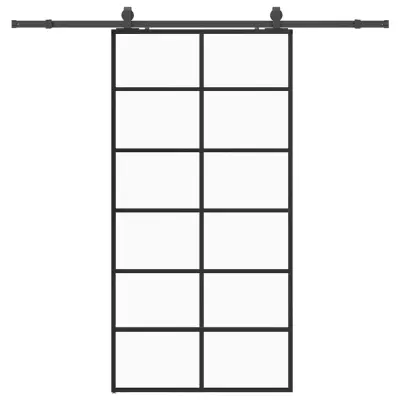 vidaXL Drsna vrata z opremo črna 102x205 cm ESG steklo