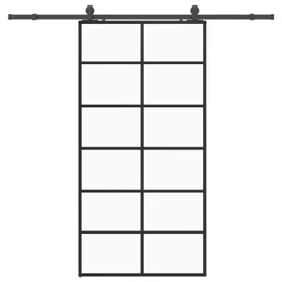vidaXL Drsna vrata z opremo črna 90x205 cm ESG steklo