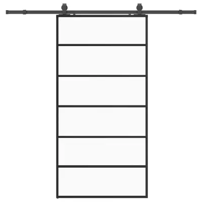 vidaXL Drsna vrata z opremo črna 102x205 cm ESG steklo