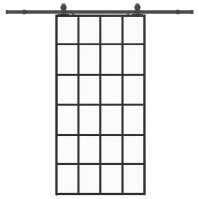 vidaXL Drsna vrata z opremo črna 102x205 cm ESG steklo