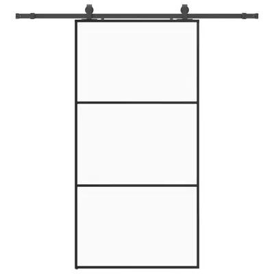 vidaXL Drsna vrata z opremo črna 102x205 cm ESG steklo