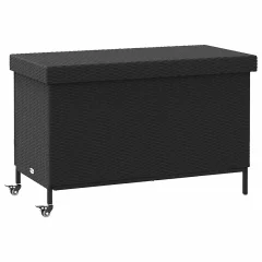 vidaXL Vrtna škatla za shranjevanje s kolesi črna 110x55x73 cm