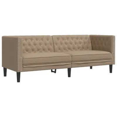 vidaXL Kavč trosed Chesterfield kapučino umetno usnje