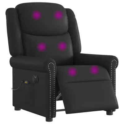 vidaXL Električni masažni nagibni stol Shiny Black Faux Leather