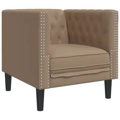 vidaXL Fotelj chesterfield kapučino umetno usnje