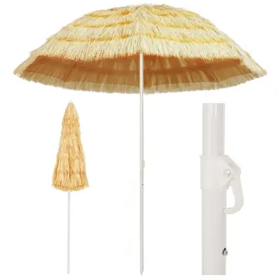 The Living Store Senčnik za na plažo naravne barve 240 cm havajski stil - Senčnik Za Na Plažo