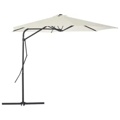 The Living Store Zunanji senčnik z jeklenim drogom 300 cm peščen - Senčnik