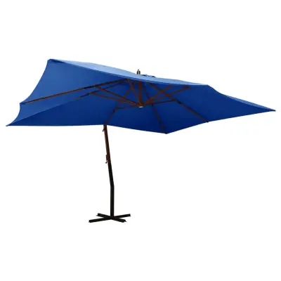 The Living Store Previsni senčnik z lesenim drogom 400x300 cm sinje moder - Previsni Senčnik